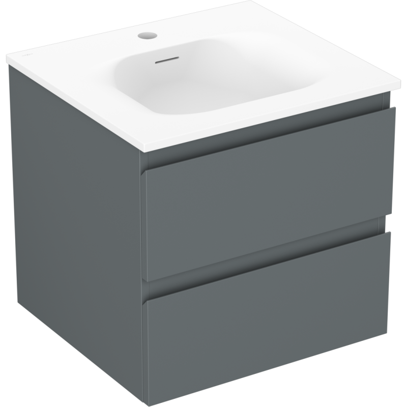Mexen Orio armoire de salle de bain 50 cm avec lavabo Vela, 2 tiroirs, graphite mat/blanc mat - 91A10-05047-2-BFF66-W23M01