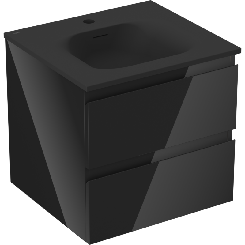 Mexen Orio armoire de salle de bain 50 cm avec lavabo Vela, 2 tiroirs, noir brillant/noir mat - 91A10-05047-2-BFF70-W23M71