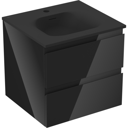 Mexen Orio armoire de salle de bain 50 cm avec lavabo Vela, 2 tiroirs, noir brillant/noir mat - 91A10-05047-2-BFF70-W23M71