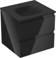 Mexen Orio armoire de salle de bain 50 cm avec lavabo Vela, 2 tiroirs, noir brillant/noir mat - 91A10-05047-2-BFF70-W23M71