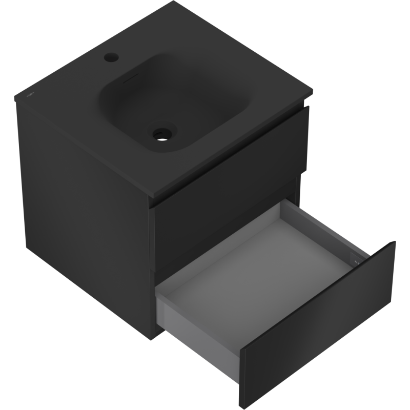 Mexen Orio armoire de salle de bain 50 cm avec lavabo Vela, 2 tiroirs, noir mat - 91A10-05047-2-BFF71-W23M71