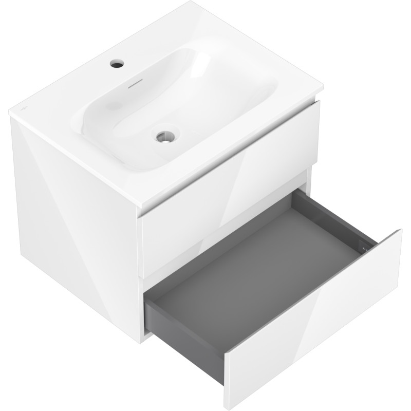 Mexen Orio armoire de salle de bain 60 cm avec lavabo Vela, 2 tiroirs, blanc brillant - 91A10-06047-2-BFF00-W23M00