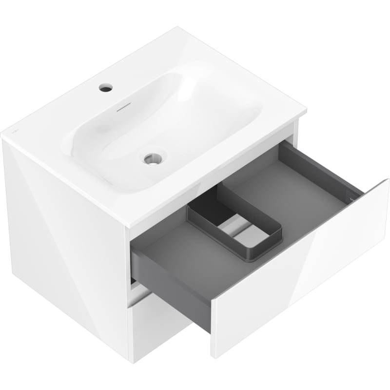 Mexen Orio armoire de salle de bain 60 cm avec lavabo Vela, 2 tiroirs, blanc brillant - 91A10-06047-2-BFF00-W23M00