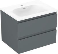 Mexen Orio meuble de salle de bain 60 cm avec lavabo Vela, 2 tiroirs, graphite mat/blanc mat - 91A10-06047-2-BFF66-W23M01
