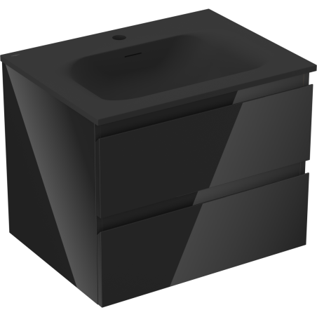 Mexen Orio meuble de salle de bain 60 cm avec lavabo Vela, 2 tiroirs, noir brillant/noir mat - 91A10-06047-2-BFF70-W23M71
