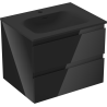 Mexen Orio meuble de salle de bain 60 cm avec lavabo Vela, 2 tiroirs, noir brillant/noir mat - 91A10-06047-2-BFF70-W23M71