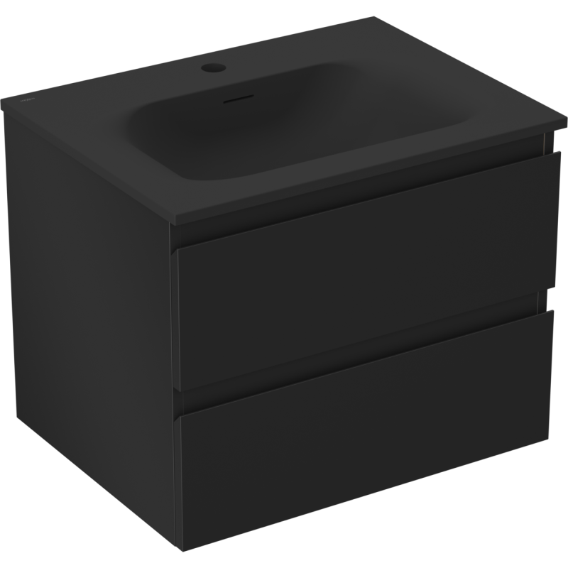 Mexen Orio armoire de salle de bain 60 cm avec lavabo Vela, 2 tiroirs, noir mat - 91A10-06047-2-BFF71-W23M71