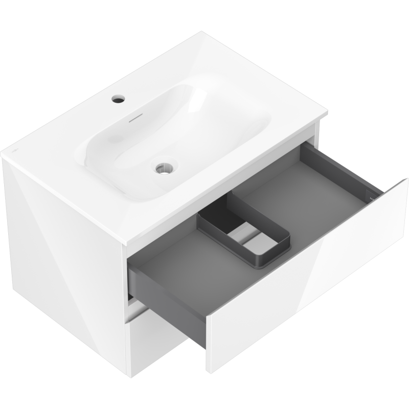 Mexen Orio meuble de salle de bain 70 cm avec lavabo Vela, 2 tiroirs, blanc brillant - 91A10-07047-2-BFF00-W23M00