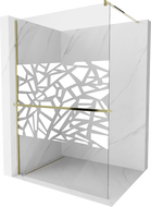 Mexen Kioto+ Paroi de douche avec étagère Walk-in 90 x 200 cm, motif blanc, or - 800-090-121-50-85