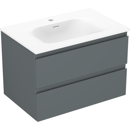 Mexen Orio armoire de salle de bain 70 cm avec lavabo Vela, 2 tiroirs, graphite mat/blanc mat - 91A10-07047-2-BFF66-W23M01