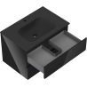 Mexen Orio meuble de salle de bain 70 cm avec lavabo Vela, 2 tiroirs, noir brillant/noir mat - 91A10-07047-2-BFF70-W23M71