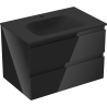 Mexen Orio meuble de salle de bain 70 cm avec lavabo Vela, 2 tiroirs, noir brillant/noir mat - 91A10-07047-2-BFF70-W23M71