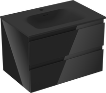 Mexen Orio armoire de salle de bain 70 cm avec lavabo Vela, 2 tiroirs, noir brillant/noir mat - 91A10-07047-2-BFF70-W23M71