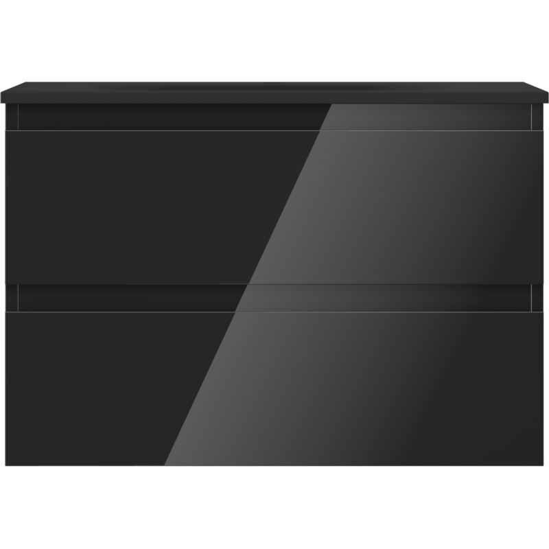 Mexen Orio meuble de salle de bain 70 cm avec lavabo Vela, 2 tiroirs, noir brillant/noir mat - 91A10-07047-2-BFF70-W23M71