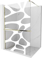 Paroi de douche Mexen Kioto+ avec étagère Walk-in 80 x 200 cm, motif blanc, or - 800-080-121-50-97