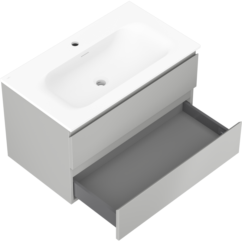 Mexen Orio meuble de salle de bain 80 cm avec lavabo Vela, 2 tiroirs, gris mat/blanc mat - 91A10-08047-2-BFF62-W23M01