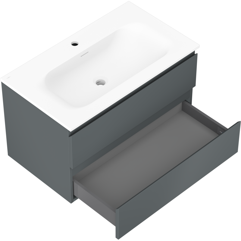 Mexen Orio meuble de salle de bain 80 cm avec lavabo Vela, 2 tiroirs, graphite mat/blanc mat - 91A10-08047-2-BFF66-W23M01