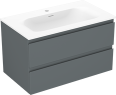 Mexen Orio armoire de salle de bain 80 cm avec lavabo Vela, 2 tiroirs, graphite mat/blanc mat - 91A10-08047-2-BFF66-W23M01