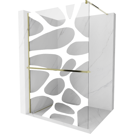 Paroi de douche avec étagère Walk-in 100 x 200 cm, motif blanc, or - 800-100-121-50-97