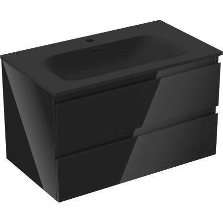 Mexen Orio armoire de salle de bains 80 cm avec lavabo Vela, 2 tiroirs, noir brillant/noir mat - 91A10-08047-2-BFF70-W23M71