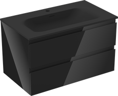 Mexen Orio armoire de salle de bains 80 cm avec lavabo Vela, 2 tiroirs, noir brillant/noir mat - 91A10-08047-2-BFF70-W23M71