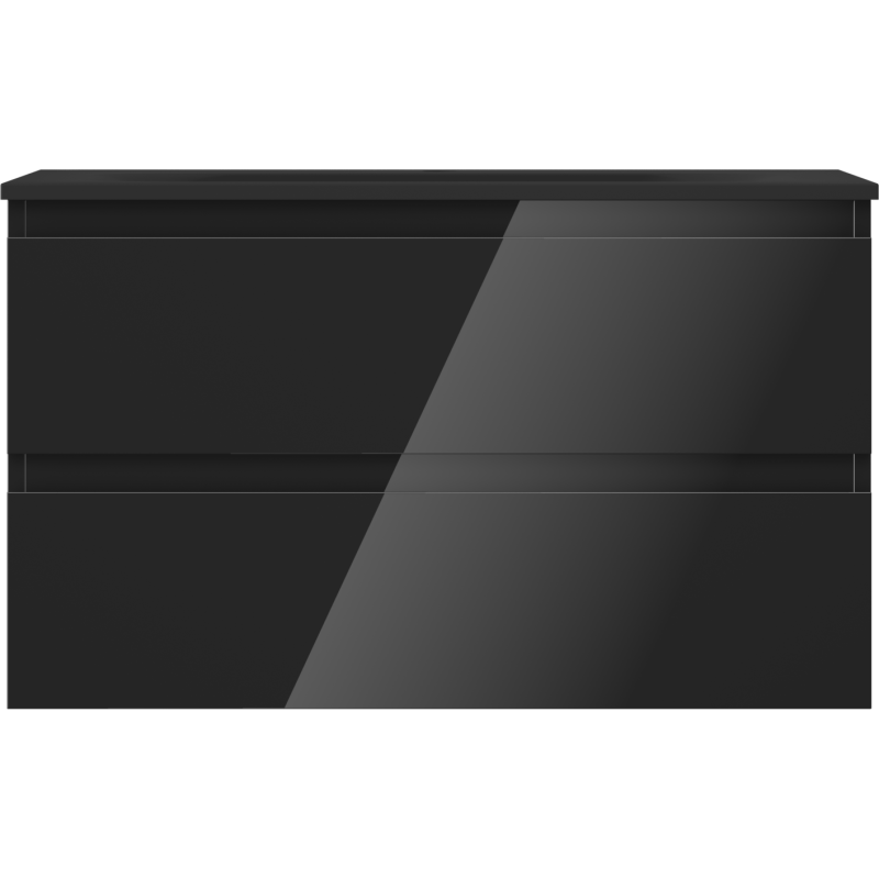 Mexen Orio armoire de salle de bain 80 cm avec lavabo Vela, 2 tiroirs, noir brillant/noir mat - 91A10-08047-2-BFF70-W23M71