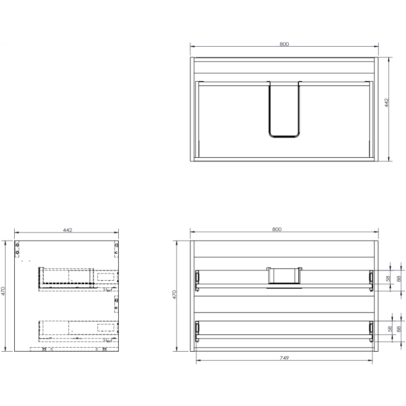 Mexen Orio armoire de salle de bain 80 cm avec lavabo Vela, 2 tiroirs, noir brillant/noir mat - 91A10-08047-2-BFF70-W23M71