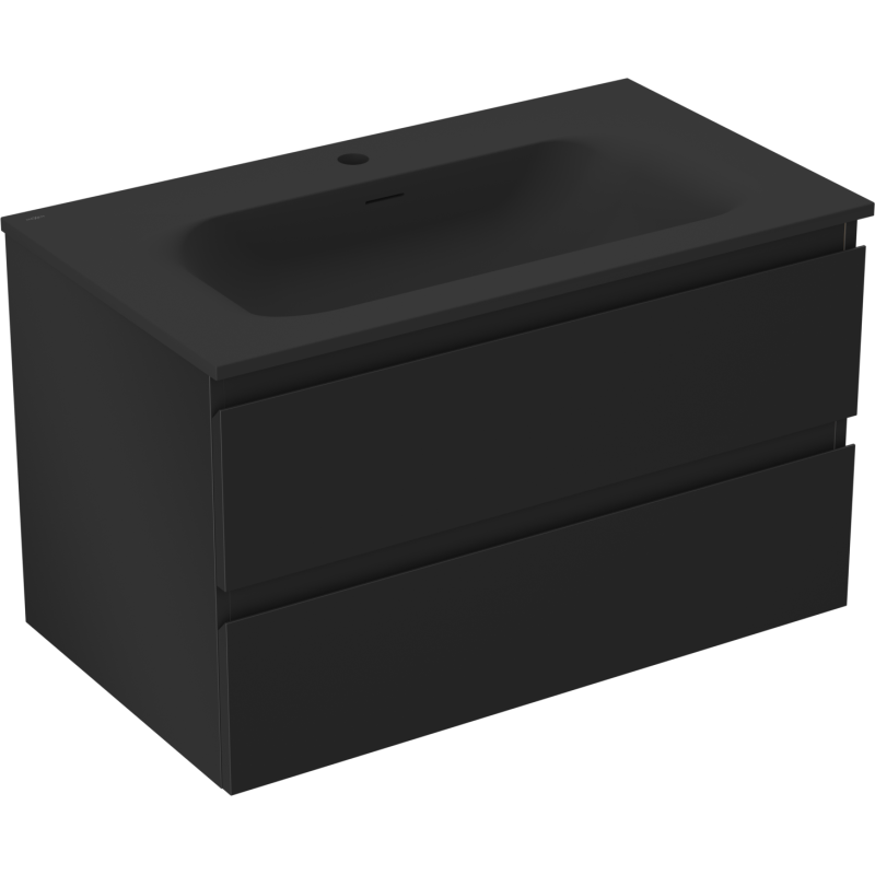 Mexen Orio armoire de salle de bain 80 cm avec lavabo Vela, 2 tiroirs, noir mat - 91A10-08047-2-BFF71-W23M71
