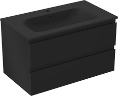 Mexen Orio meuble de salle de bain 80 cm avec lavabo Vela, 2 tiroirs, noir mat - 91A10-08047-2-BFF71-W23M71