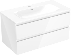 Mexen Orio meuble de salle de bain 90 cm avec lavabo Vela, 2 tiroirs, blanc brillant - 91A10-09047-2-BFF00-W23M00