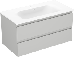 Mexen Orio armoire de salle de bain 90 cm avec lavabo Vela, 2 tiroirs, gris mat/blanc mat - 91A10-09047-2-BFF62-W23M01