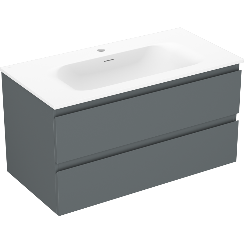 Mexen Orio armoire de salle de bains 90 cm avec lavabo Vela, 2 tiroirs, graphite mat/blanc mat - 91A10-09047-2-BFF66-W23M01