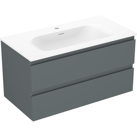 Mexen Orio armoire de salle de bain 90 cm avec lavabo Vela, 2 tiroirs, graphite mat/blanc mat - 91A10-09047-2-BFF66-W23M01