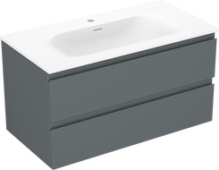 Mexen Orio armoire de salle de bain 90 cm avec lavabo Vela, 2 tiroirs, graphite mat/blanc mat - 91A10-09047-2-BFF66-W23M01