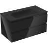 Mexen Orio meuble de salle de bain 90 cm avec lavabo Vela, 2 tiroirs, noir brillant/noir mat - 91A10-09047-2-BFF70-W23M71