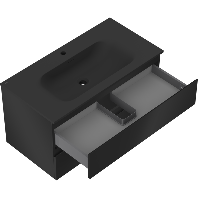 Mexen Orio meuble de salle de bain 90 cm avec vasque Vela, 2 tiroirs, noir mat - 91A10-09047-2-BFF71-W23M71