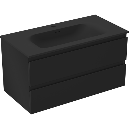 Mexen Orio armoire de salle de bains 90 cm avec lavabo Vela, 2 tiroirs, noir mat - 91A10-09047-2-BFF71-W23M71