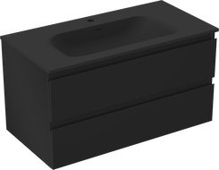 Mexen Orio armoire de salle de bains 90 cm avec lavabo Vela, 2 tiroirs, noir mat - 91A10-09047-2-BFF71-W23M71
