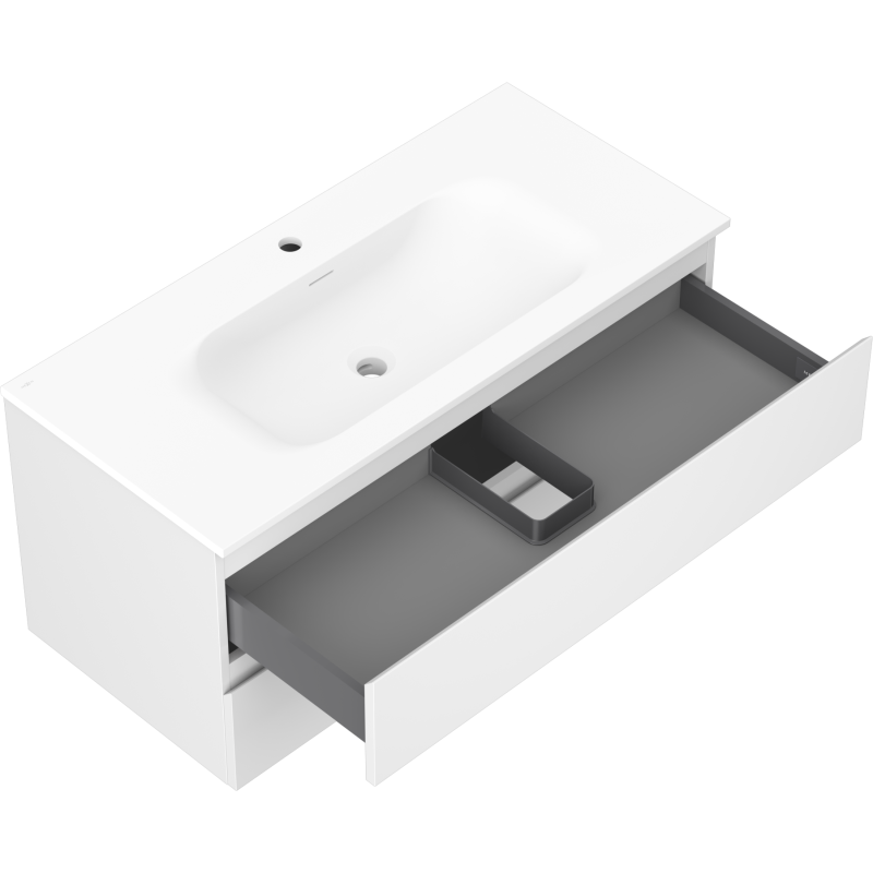 Mexen Orio armoire de salle de bain 100 cm avec lavabo Vela, 2 tiroirs, blanc mat - 91A10-10047-2-BFF01-W23M01
