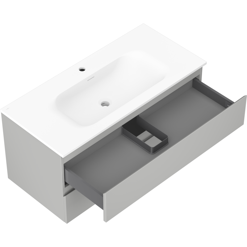 Mexen Orio meuble de salle de bain 100 cm avec lavabo Vela, 2 tiroirs, gris mat/blanc mat - 91A10-10047-2-BFF62-W23M01