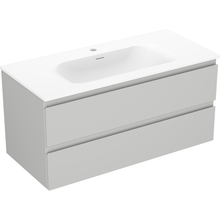 Mexen Orio meuble de salle de bain 100 cm avec lavabo Vela, 2 tiroirs, gris mat/blanc mat - 91A10-10047-2-BFF62-W23M01