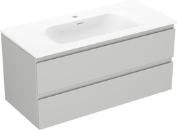 Mexen Orio meuble de salle de bain 100 cm avec lavabo Vela, 2 tiroirs, gris mat/blanc mat - 91A10-10047-2-BFF62-W23M01