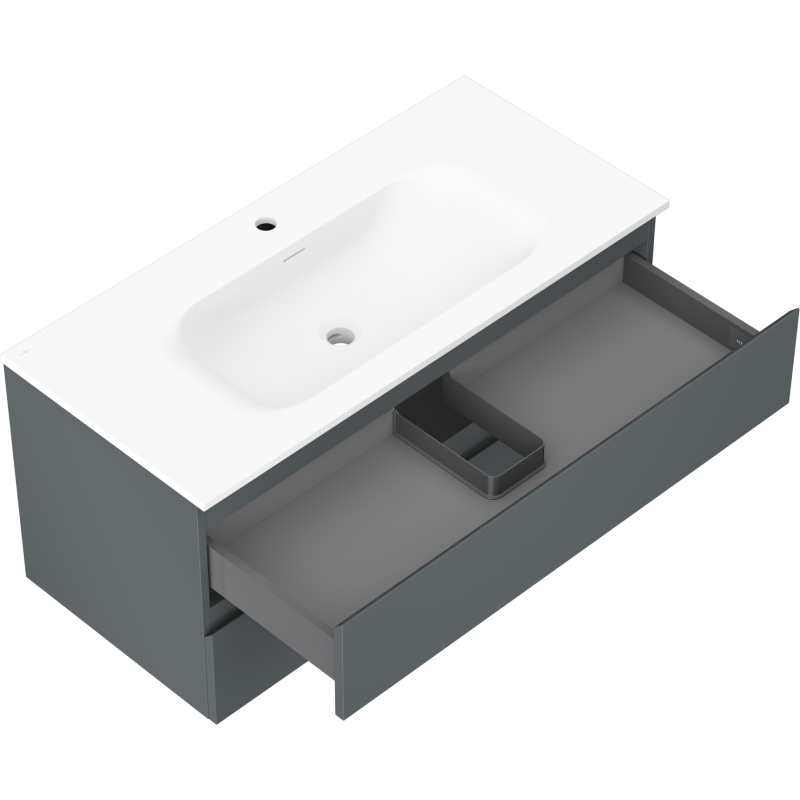 Mexen Orio armoire de salle de bain 100 cm avec lavabo Vela, 2 tiroirs, graphite mat/blanc mat - 91A10-10047-2-BFF66-W23M01