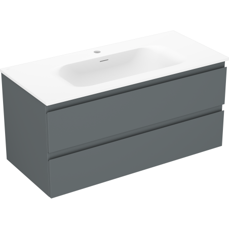 Mexen Orio armoire de salle de bain 100 cm avec lavabo Vela, 2 tiroirs, graphite mat/blanc mat - 91A10-10047-2-BFF66-W23M01