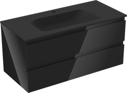 Mexen Orio meuble de salle de bain 100 cm avec lavabo Vela, 2 tiroirs, noir brillant/noir mat - 91A10-10047-2-BFF70-W23M71