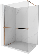 Mexen Kioto+ paroi de douche avec étagère Walk-in 140 x 200 cm, transparent, or rose - 800-140-121-60-00