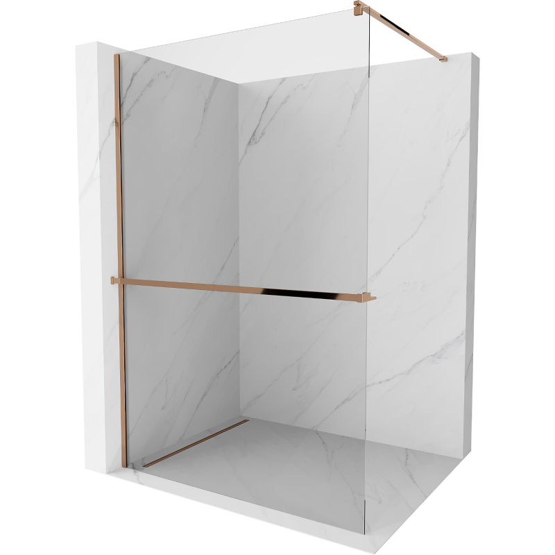 Mexen Kioto+ panneau de douche avec étagère Walk-in 120 x 200 cm, transparent, or rose - 800-120-121-60-00
