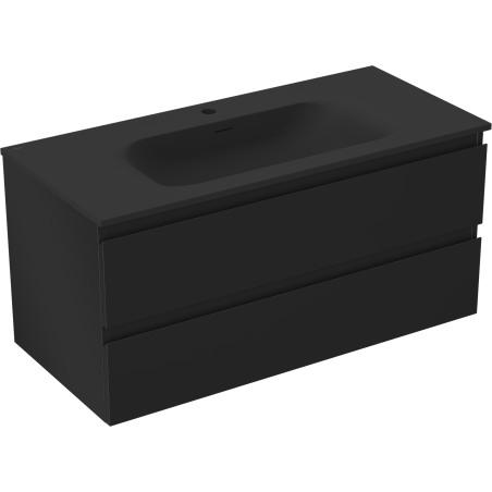 Mexen Orio armoire de salle de bain 100 cm avec lavabo Vela, 2 tiroirs, noir mat - 91A10-10047-2-BFF71-W23M71