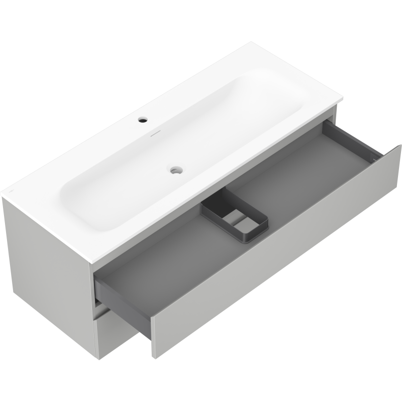 Mexen Orio armoire de salle de bain 120 cm avec lavabo Vela, 2 tiroirs, gris mat/blanc mat - 91A10-12047-2-BFF62-W23M01