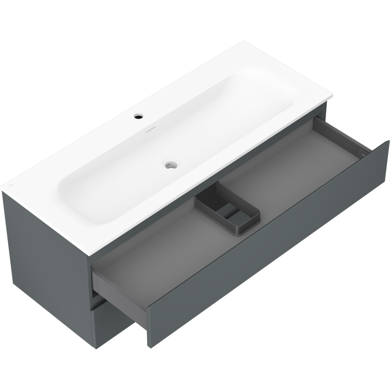 Mexen Orio meuble de salle de bain 120 cm avec lavabo Vela, 2 tiroirs, graphite mat/blanc mat - 91A10-12047-2-BFF66-W23M01